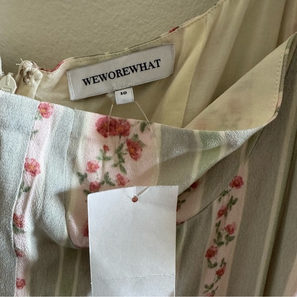 NWT WeWoreWhat Rosewood Victorian Floral Striped Puff Sleeve Midi Dress size 10 - Picture 8 of 10